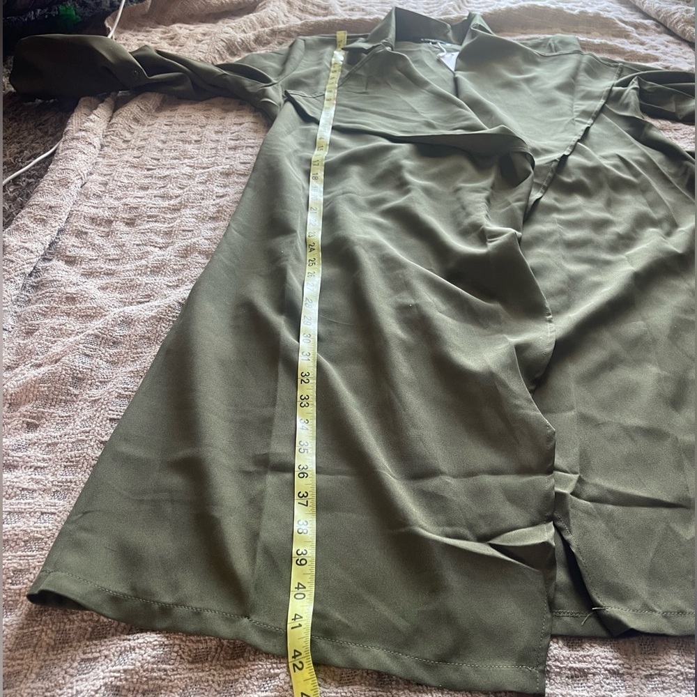 Comme USA NWT amazon army green lightweight cover up trench style shirt - Picture 4 of 7